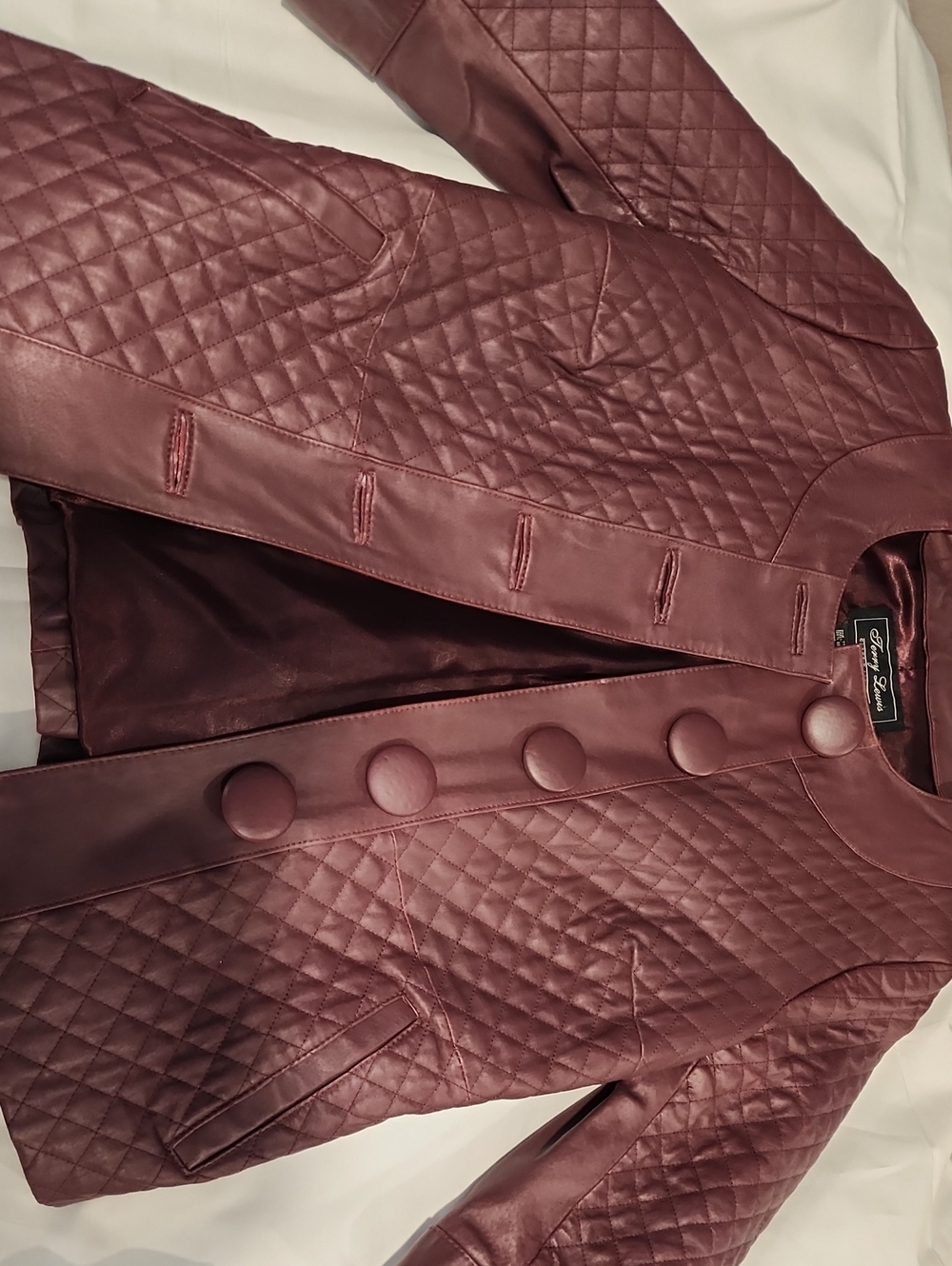 Terry Lewis Classic Luxuries Quilted Burgundy Leather Jacket